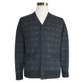 Bn1653 Men's Yak and Wool Blended Luxury V Neck Knitted Cardigan
