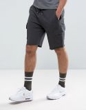 Skinny Jersey Shorts with Pockets in Washed Black