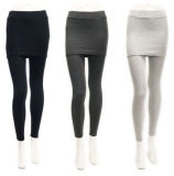 Soft Stretch Cotton Footless Women's Solid Color Skirt Leggings (SR8202-1)