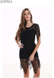 Summer New European and American Women's Round Neck Short Sleeve Lace Dress Sexy Halter Slim Package Hip Skirt Lady Dress