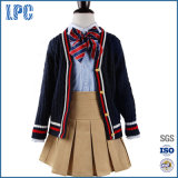 Striped Cardigan Girls School Uniforms in Navy Blue