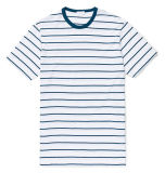 Men's White and Blue Striped Tshirt