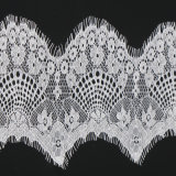 White Scalloped Eyelash Knitting Fabric Tulle Lace Fabric