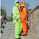 PVC Rain Jacket Promotion Rainsuit Yellow Raincoat with Reflective Strip