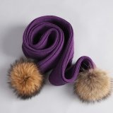 Cheap Scarves with Fur POM Poms Knitted Collar Scarf