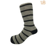 Men's Wide Black and Grey Stripe Bamboo Dress Sock