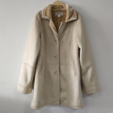 Beige Suede Outer Wear with Faux Fur Lining