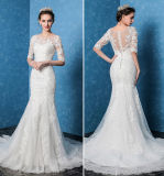 2017 Half Sleeves Lace Mermaid Fashion Long Bridal Wedding Dress