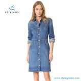 Super Stretch Denim Dresses with Long Sleeves for Women and Lady