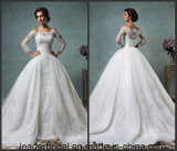 off Shoulder Bridal Ball Gowns 3/4 Sleeves Puffy Lace Wedding Dress As20179