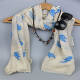 Printing Fishes Voile Scarf, Girls Polyester Scarf, Fashion Accessory Supplier