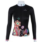 Customized Outdoors Women's Long Sleeve Shirt Black Cycling Jerseys Patterned Quick Drying