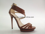 Lady Leather Shoe Thin Heel and Zipper Decroration with Flatform