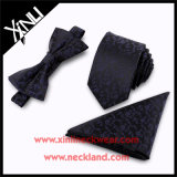 100% Silk Jacquard Woven Necktie Bow Tie Pocket Square