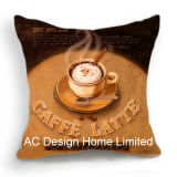Square Coffee Latte Design Decor Fabric Cushion W/Filling
