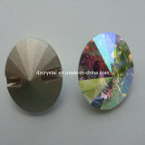 China Highest Quality Ab Color Sew on Rhinestones Super Shine Point Back Crystal Button with Holes for Wedding Dress