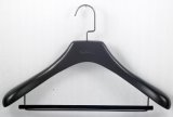 Special Head and Gold Hook Black Wood Hanger with Logo Classical Wooden Shirts/Pants Hangers