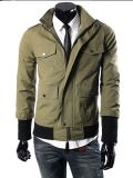 2015 Mens Green Twill Fashion Cotton Jacket for Spring