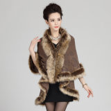 Woman Fashion Acrylic Knitted Faux Fur Winter Warm Shawl (YKY4468)