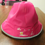 Rosy Red Cartoon PU Rain Hat /Rain Cap/Raincoat for Children