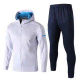 Stand up Collar Men Winter Tracksuit White Color Soccer Jacket Football Tracksuit