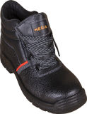 Smooth Leather Middle Ankle Acid Resistant Safety Shoes in Stock