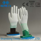 13 Gauge Carbon Fiber White ESD PU Palm Coated Gloves for Anti-Static