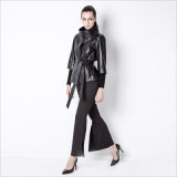 Long Sleeve Leather Women Trench Coat for Winter's Clothes