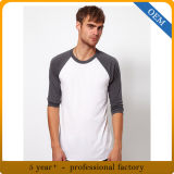 Custom Men's 100% Cotton 3/4 Sleeve Sports T Shirts