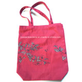 Factory OEM Produce Custom Print Red Cotton Canvas Tote Lift Shopping Bag