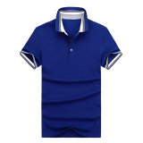 Gentleman Style Yarn Dye Multi-Color Stripes Collar Blue Polo Shirts
