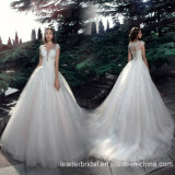 Lace Bridal Gowns A-Line Cap Sleeves Tulle Wedding Dresses Br2003