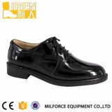 Black Shiny Leather Safety Shoes for Security Company Guards