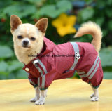 Outdoor Polyester Puppy Waterproof Glisten Four-Leg Raincoat Doggie Hooded Lined Rain Gear Jumpsuit for Teddy, Pug, Chihuahua, Shih Tzu, Yorkshire Terriers