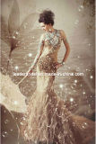 Strapless Mermaid Prom Dresses Feather Rhinestones Evening Dress P14819