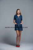 Ladies Dress 100% Cotton Summer Fashion Belt Jean Blue Famous