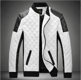 Men's Diamond PU Coat Skin Color Leather Collar Locomotive Jacket (6066)