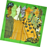 Lady Fashion Printed Square Silk Twill Scarf (HC056-3)