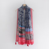 Women Fashion Paisley Printed Viscose Silk Scarf (YKY1147)