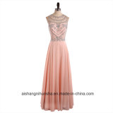 Real Image Beauty Scoop Neck Crystals Chiffon Long Prom Dresses