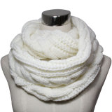 Lady Acrylic Knitted Fashion Infinity Ivory Scarf (YKY4374)