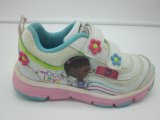 Baby Soft Outsole Sport Shoes with Flowers in Upper and Magic Tape