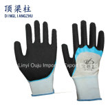 13G Nylon Safety Gloves with Sandy Finger Reinforced Latex Gloves