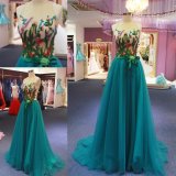 2018 Popular Cyan Beading Ladies Fashion Evening Dress Party Dress