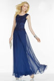Lace and Chiffon Navy Blue Evening Mother Dress