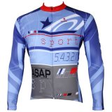 Tops Men's Blue Long Sleeve Quick Dry Cycling Jersey