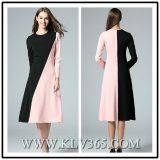 High Quality Women Clothing Simple Fashion Colorblock Long Maxi Dress