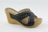 Diamond Printed Wedge Women Shoes Lady Flip Flop Slipper
