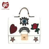 Yc-H023 White Color Fashion Lovely Embroidery Women Faux Leather Shoulder Bag Satchel Handbag