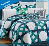 Green and Navy Stripe Design Microfiber Comforter Bedding